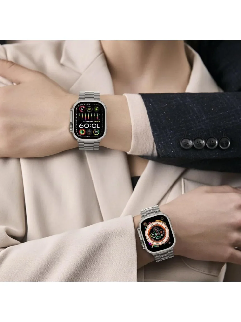 Stylish Stainless Steel Link Band for Apple Watch Ultra 49mm - Unisex Metal